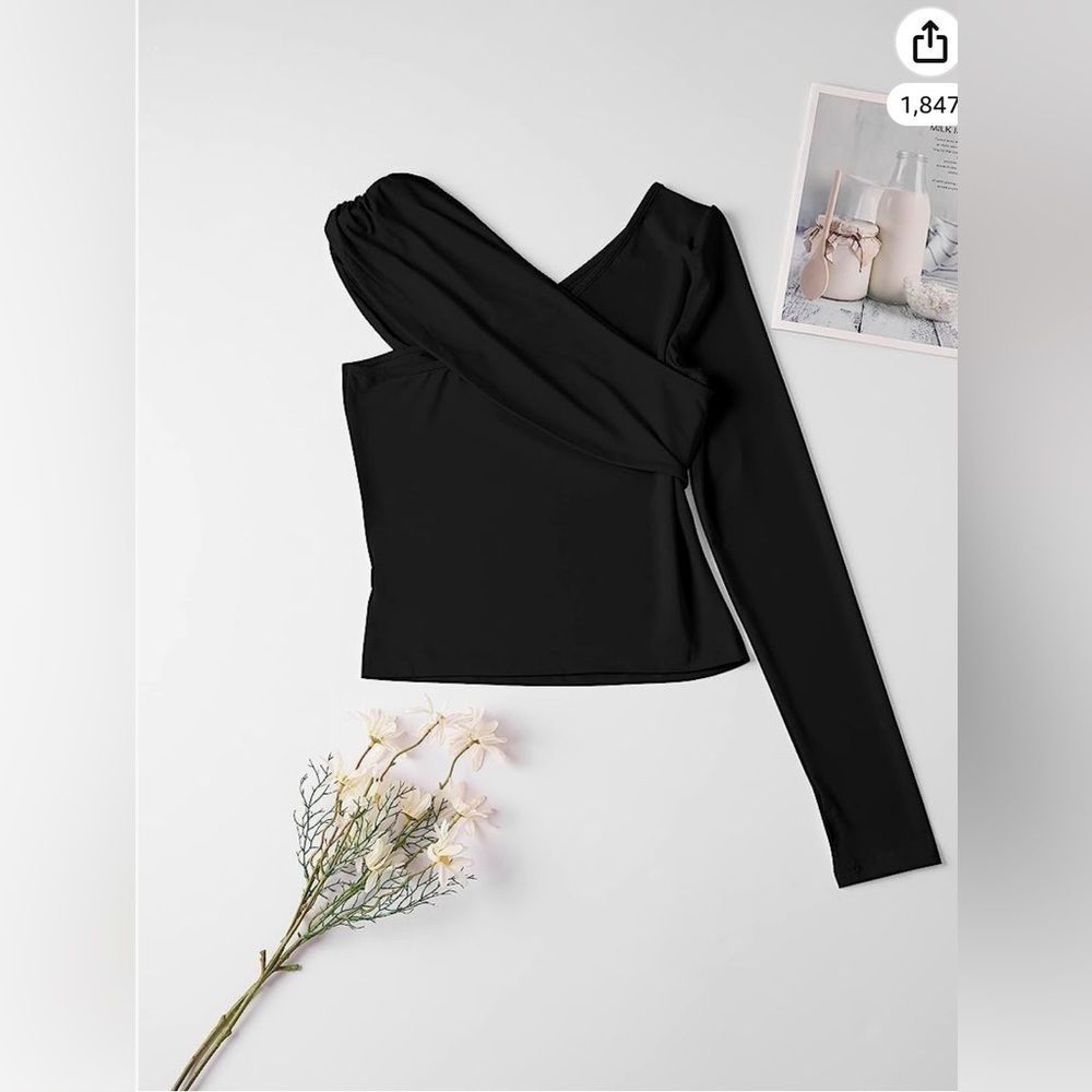 SOFIA'S CHOICE Women's Long Sleeve One Shoulder - Picture 3 of 8
